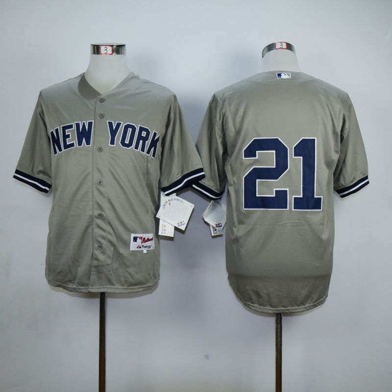 Men New York Yankees #21 No name Grey MLB Jerseys